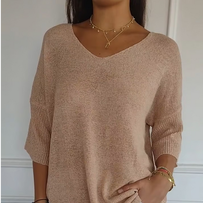 Knit top with V-neck 
