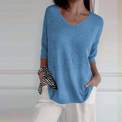 Knit top with V-neck 